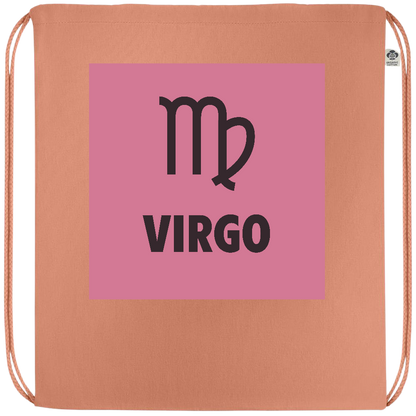 Zodiac Virgo Design - Premium colored organic cotton drawstring bag_ORANGE_front