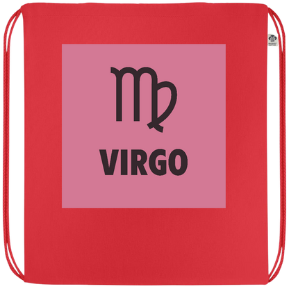 Zodiac Virgo Design - Premium colored organic cotton drawstring bag_RED_front