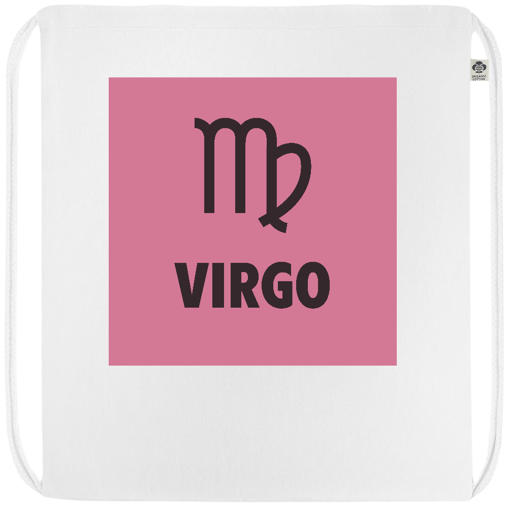 Zodiac Virgo Design - Premium colored organic cotton drawstring bag_WHITE_front