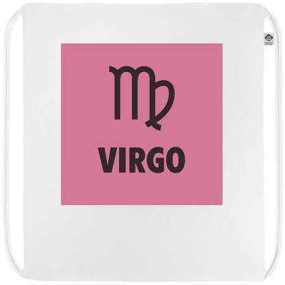 Zodiac Virgo Design - Premium colored organic cotton drawstring bag_WHITE_front