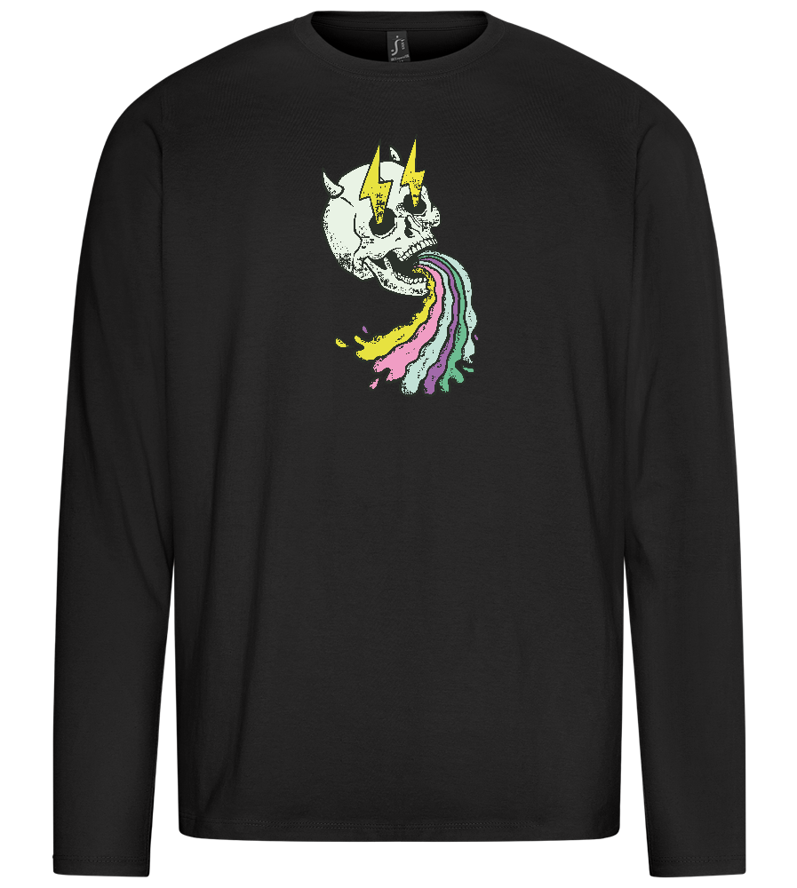 Rainbow Skull Design - Premium men's long sleeve t-shirt_DEEP BLACK_front