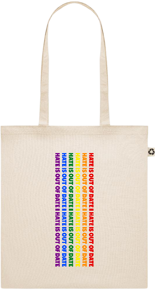 Hate is Out of Date Design - Recycled cotton shopping bag_BEIGE_front