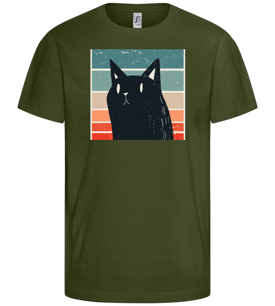 Retro Cat Design - Basic kids t-shirt_ARMY_front