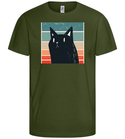Retro Cat Design - Basic kids t-shirt_ARMY_front