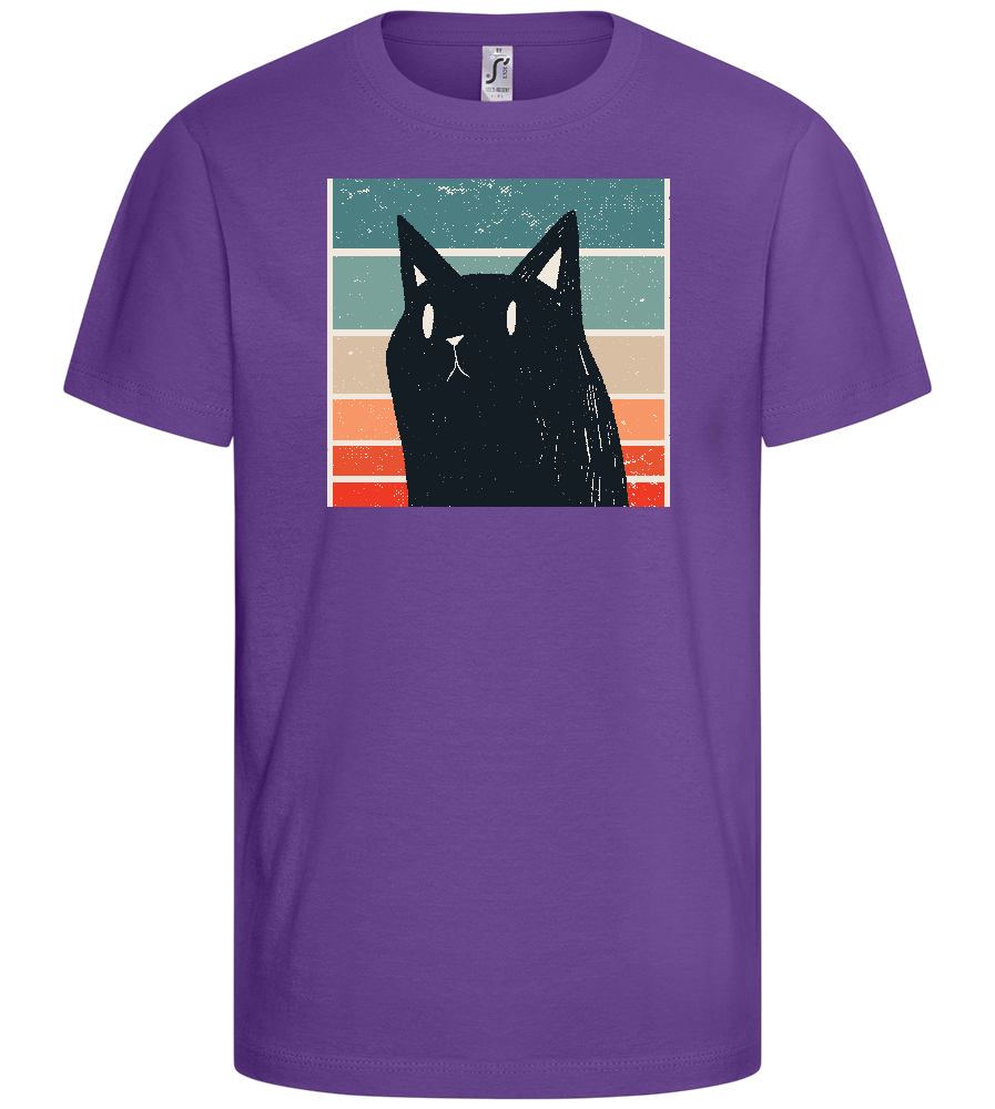 Retro Cat Design - Basic kids t-shirt_DARK PURPLE_front