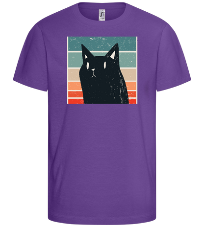 Retro Cat Design - Basic kids t-shirt_DARK PURPLE_front