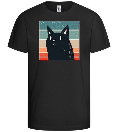 Retro Cat Design - Basic kids t-shirt_DEEP BLACK_front