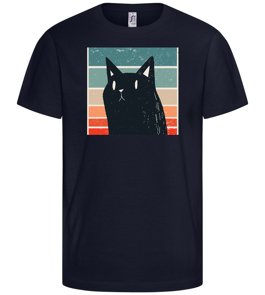 Retro Cat Design - Basic kids t-shirt_FRENCH NAVY_front