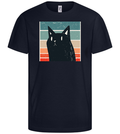 Retro Cat Design - Basic kids t-shirt_FRENCH NAVY_front