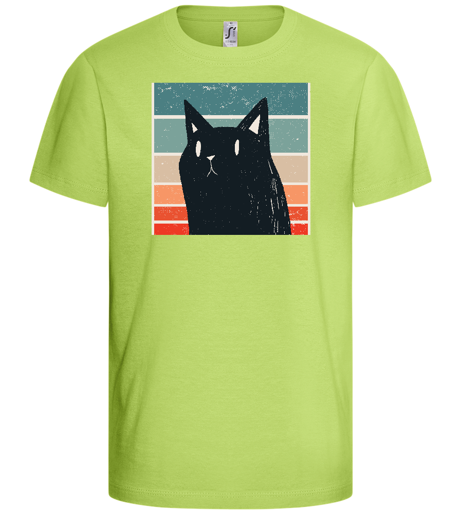 Retro Cat Design - Basic kids t-shirt_GREEN APPLE_front