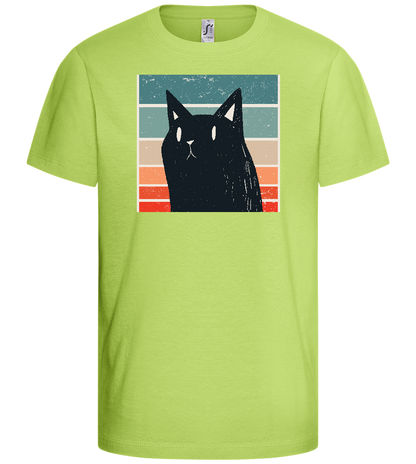 Retro Cat Design - Basic kids t-shirt_GREEN APPLE_front