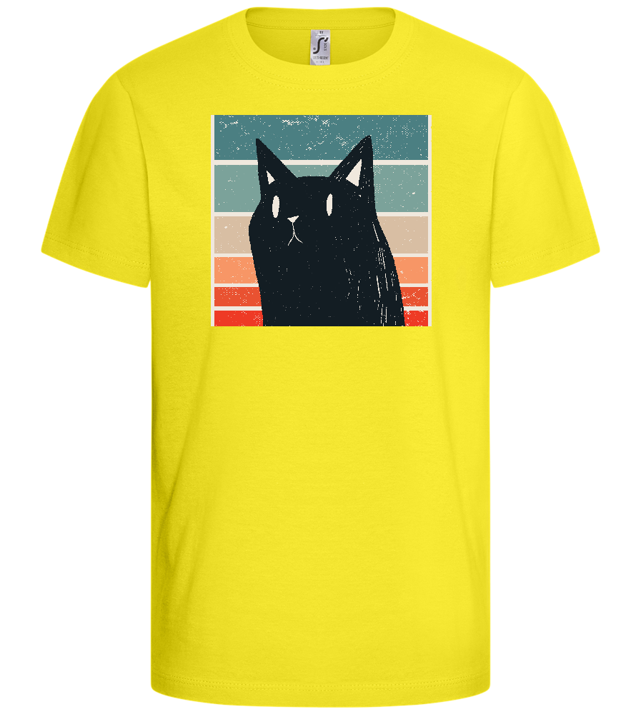 Retro Cat Design - Basic kids t-shirt_LEMON_front