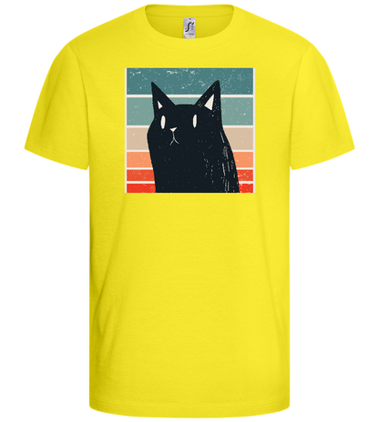 Retro Cat Design - Basic kids t-shirt_LEMON_front