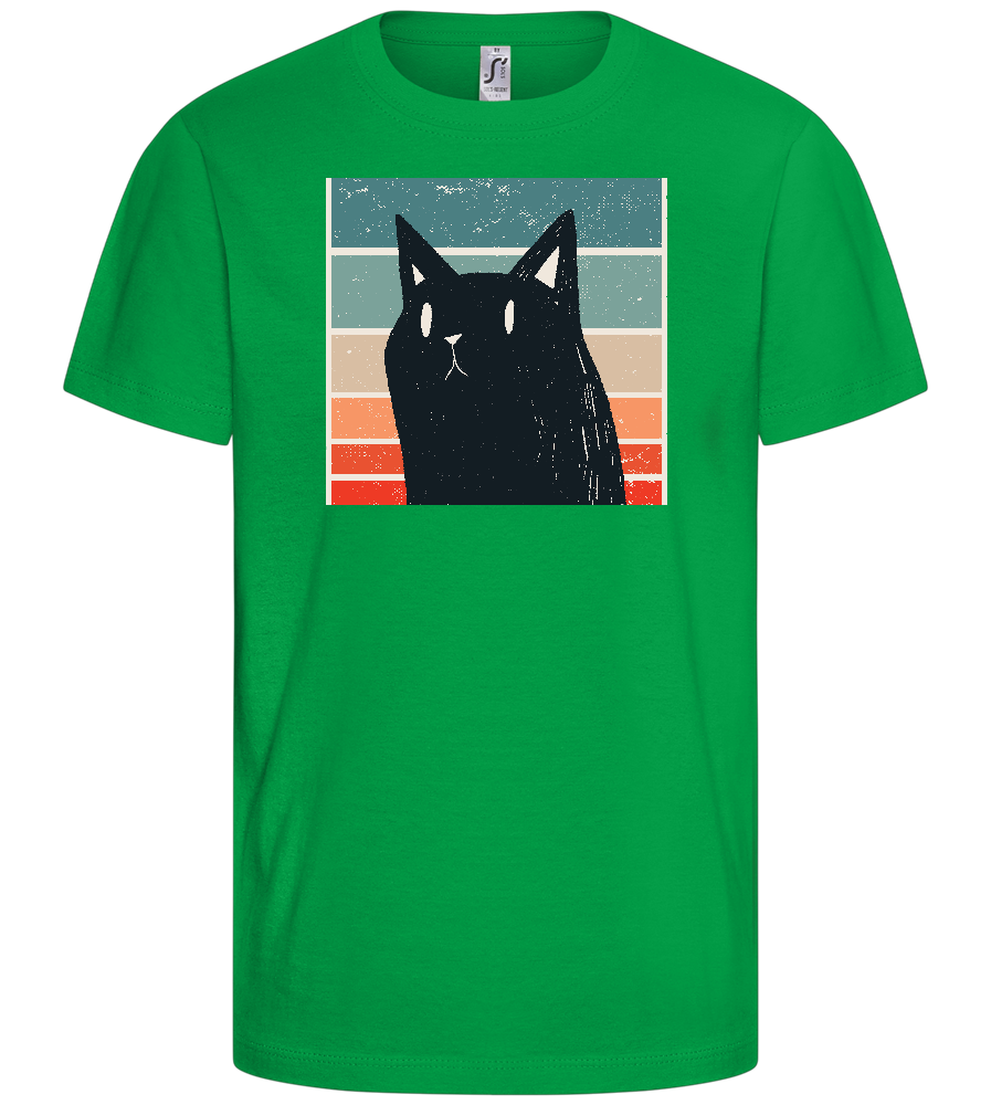 Retro Cat Design - Basic kids t-shirt_MEADOW GREEN_front