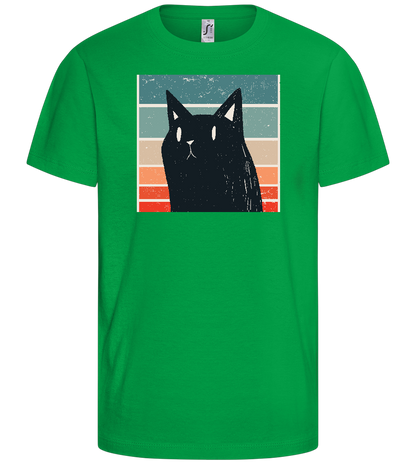 Retro Cat Design - Basic kids t-shirt_MEADOW GREEN_front