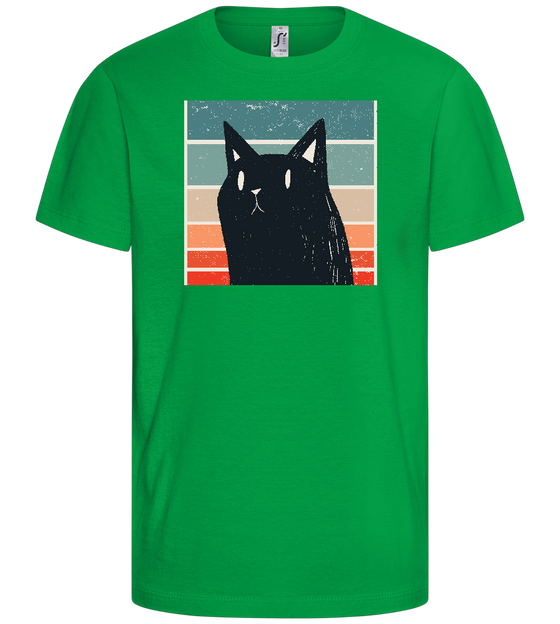 Retro Cat Design - Basic kids t-shirt_MEADOW GREEN_front