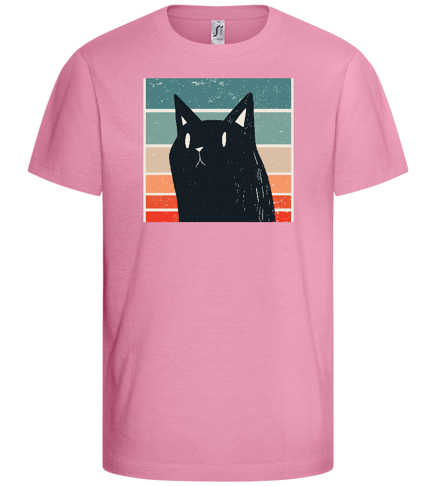Retro Cat Design - Basic kids t-shirt_PINK ORCHID_front