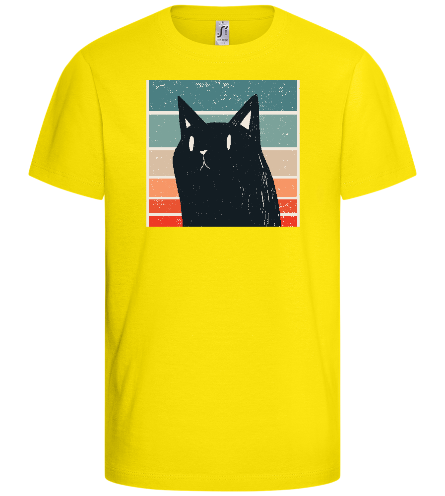 Retro Cat Design - Basic kids t-shirt_YELLOW_front
