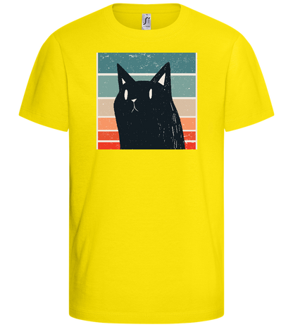 Retro Cat Design - Basic kids t-shirt_YELLOW_front