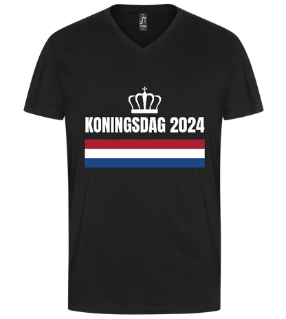 Kingsday Flag Design - Premium men's v-neck t-shirt_DEEP BLACK_front