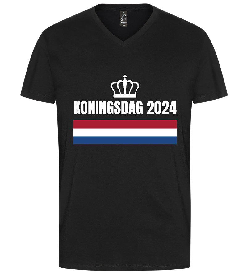 Kingsday Flag Design - Premium men's v-neck t-shirt_DEEP BLACK_front