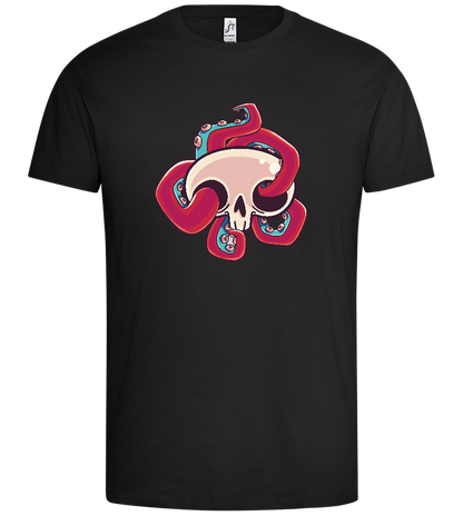 Squid In Skull Design - Premium men's t-shirt_DEEP BLACK_front