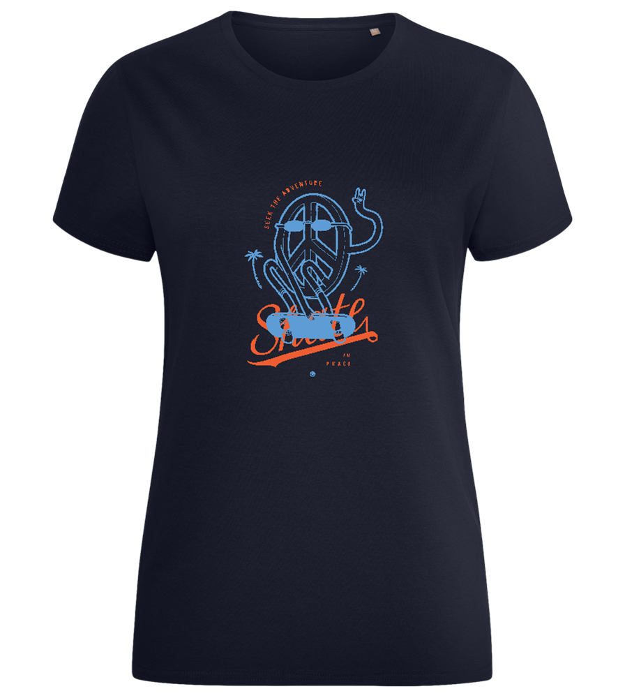 Skate Peace Design - Comfort women's fitted t-shirt_FRENCH NAVY_front