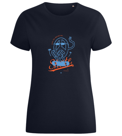 Skate Peace Design - Comfort women's fitted t-shirt_FRENCH NAVY_front