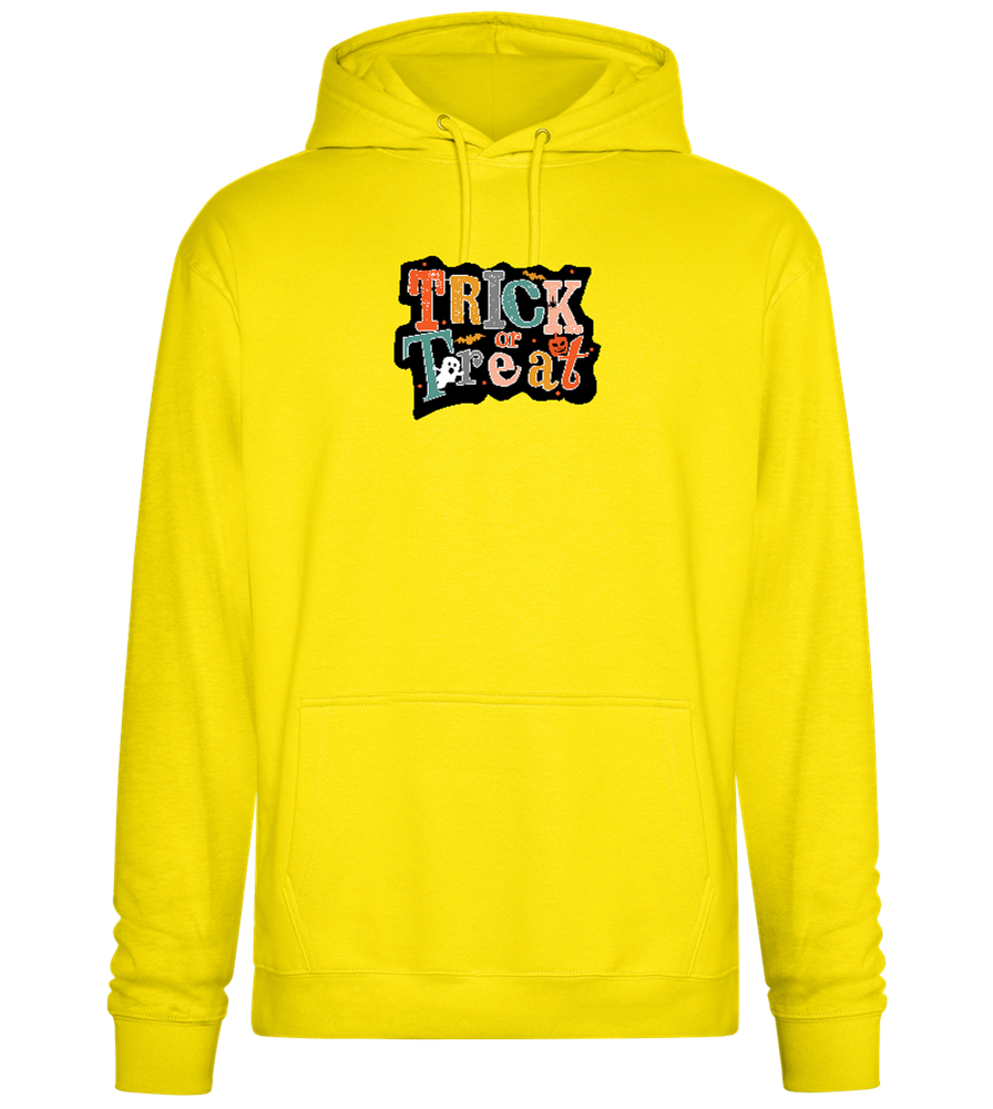 Spooky Trick or Treat Design - Premium Essential Unisex Hoodie_YELLOW_front