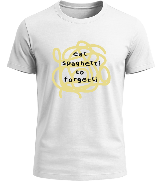 Spaghetti to Forgetti Design - Basic Unisex T-Shirt_WHITE_front