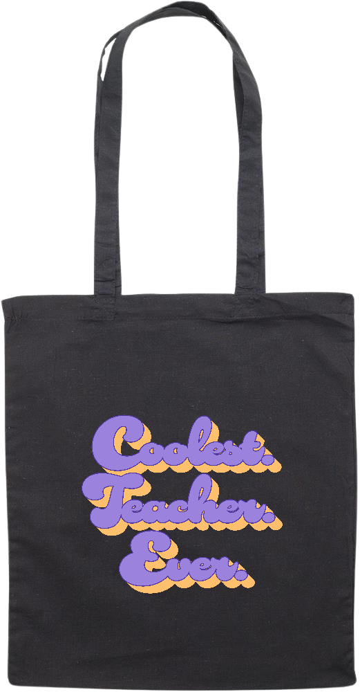 Coolest Teacher Ever Design - Essential colored event tote bag_BLACK_front