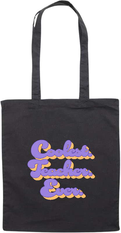 Coolest Teacher Ever Design - Essential colored event tote bag_BLACK_front