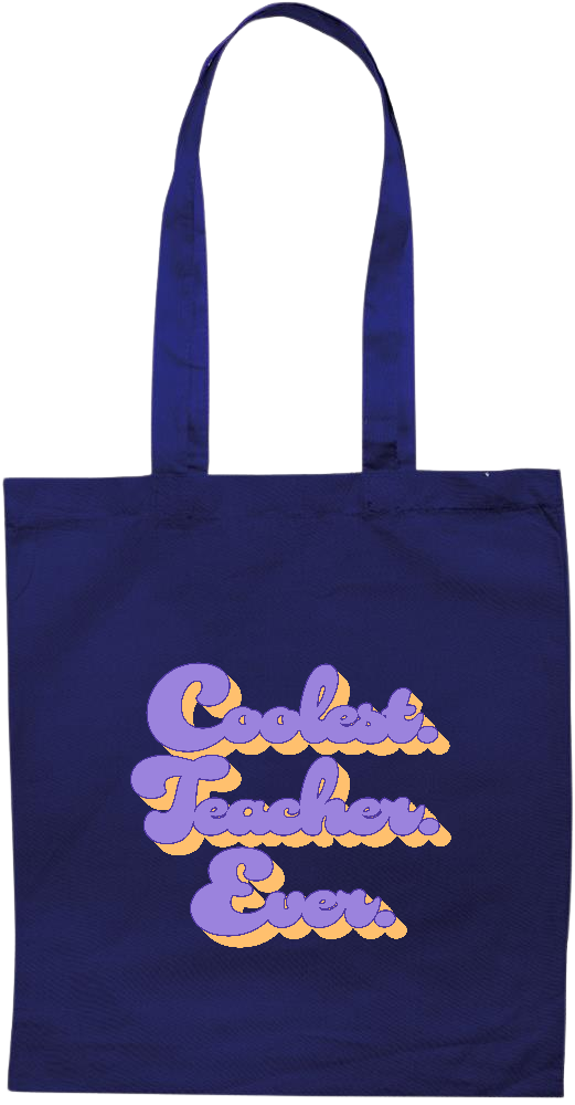 Coolest Teacher Ever Design - Essential colored event tote bag_BLUE_front