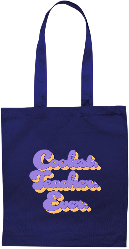 Coolest Teacher Ever Design - Essential colored event tote bag_BLUE_front