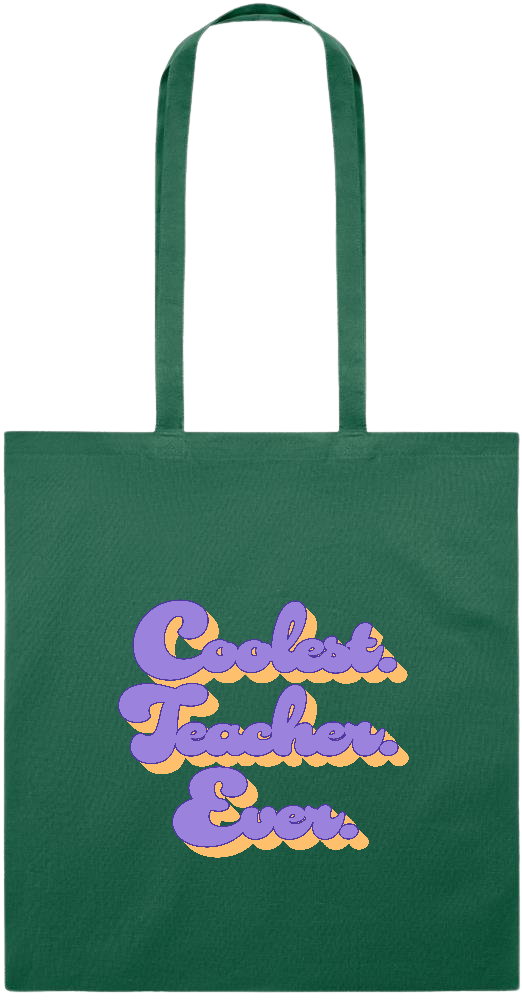 Coolest Teacher Ever Design - Essential colored event tote bag_DARK GREEN_front