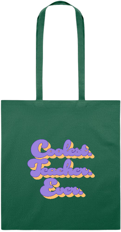 Coolest Teacher Ever Design - Essential colored event tote bag_DARK GREEN_front