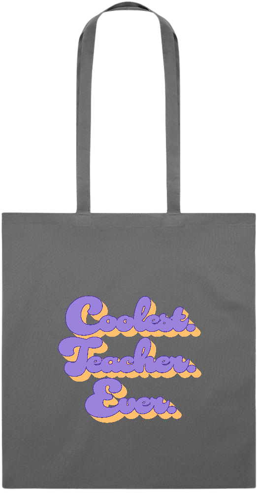 Coolest Teacher Ever Design - Essential colored event tote bag_STONE GREY_front