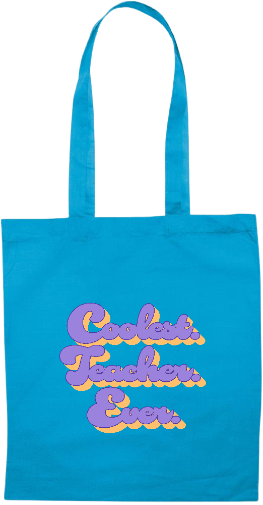 Coolest Teacher Ever Design - Essential colored event tote bag_TURQUOISE_front