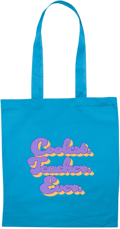 Coolest Teacher Ever Design - Essential colored event tote bag_TURQUOISE_front