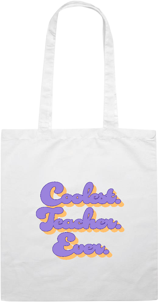 Coolest Teacher Ever Design - Essential colored event tote bag_WHITE_front