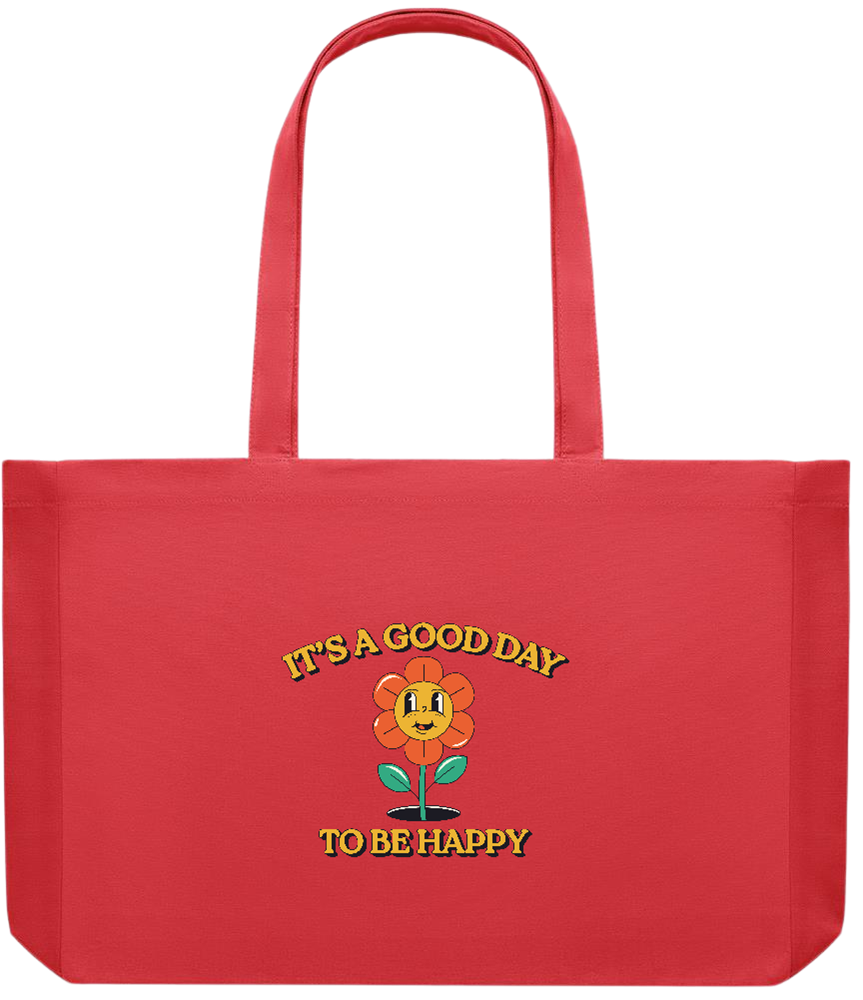 Its a Good Day to be Happy Design - Premium large recycled shopping tote bag_RED_front