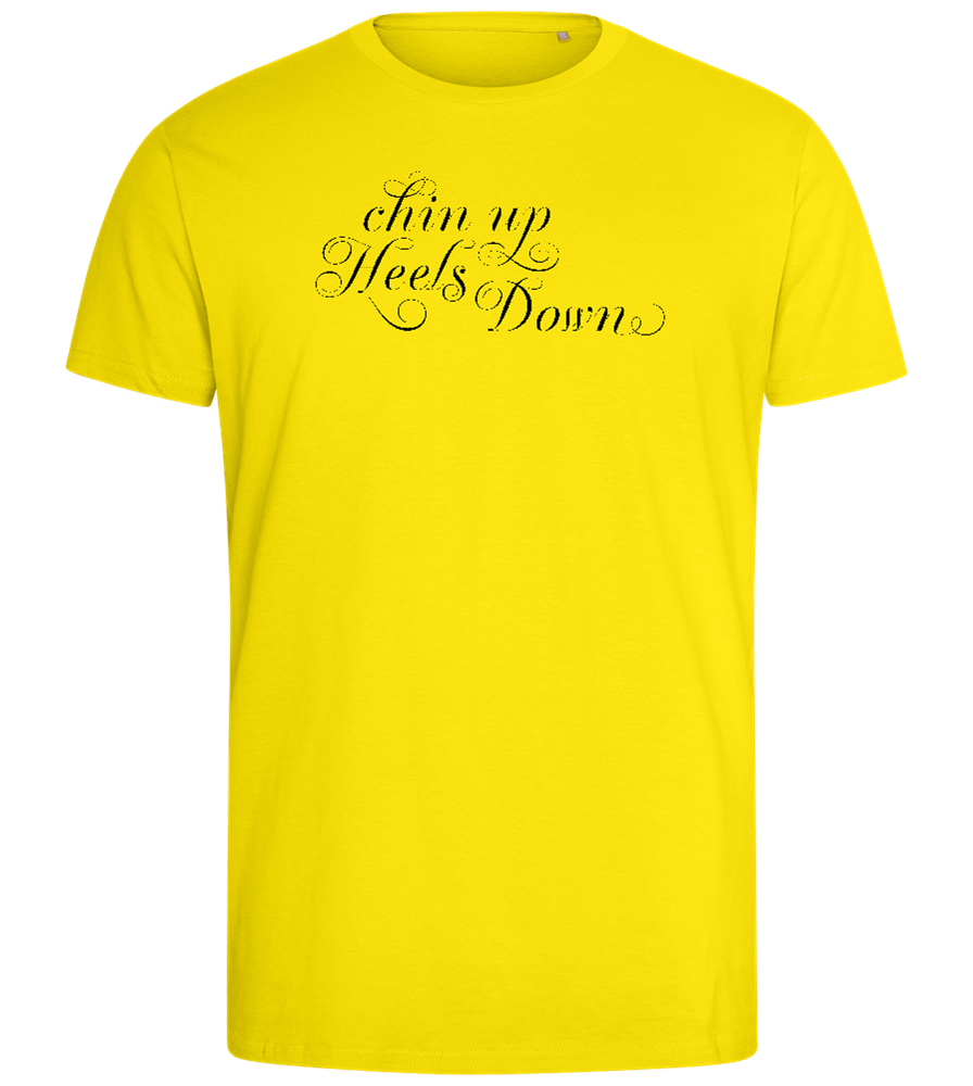 Chin Up Heels Down Design - Comfort men's fitted t-shirt_YELLOW_front