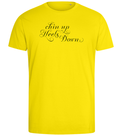 Chin Up Heels Down Design - Comfort men's fitted t-shirt_YELLOW_front