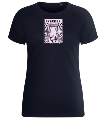 Invade Earth Design - Basic women's fitted t-shirt_FRENCH NAVY_front