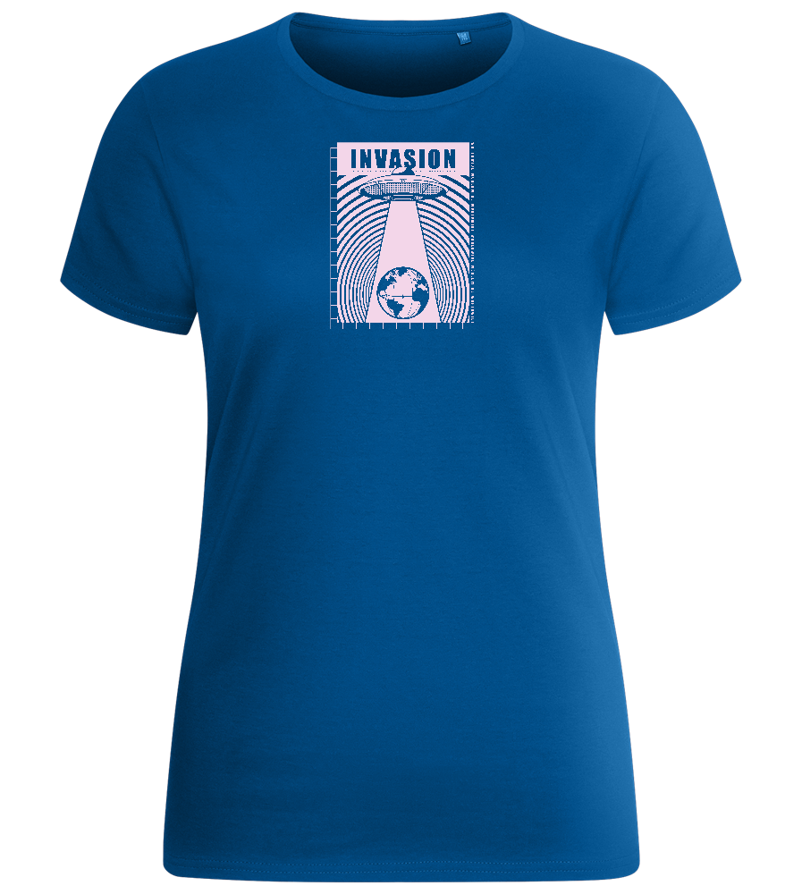 Invade Earth Design - Basic women's fitted t-shirt_ROYAL_front