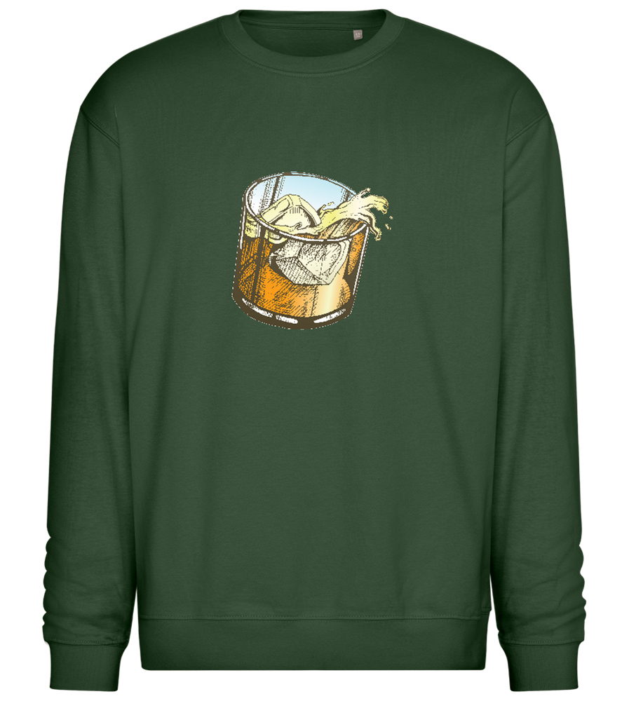 Whiskey Glass Design - Comfort Essential Unisex Sweater_GREEN BOTTLE_front