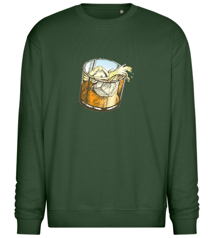 Whiskey Glass Design - Comfort Essential Unisex Sweater_GREEN BOTTLE_front