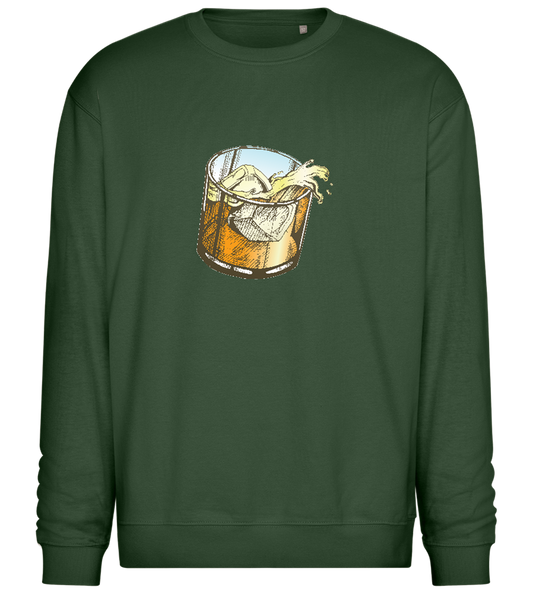 Whiskey Glass Design - Comfort Essential Unisex Sweater_GREEN BOTTLE_front