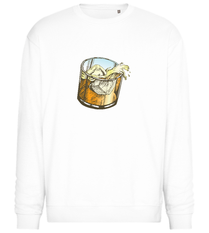 Whiskey Glass Design - Comfort Essential Unisex Sweater_WHITE_front