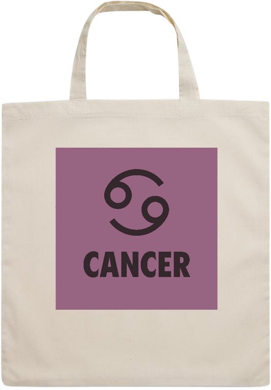 Zodiac Cancer Design - Essential short handle cotton tote bag_BEIGE_front